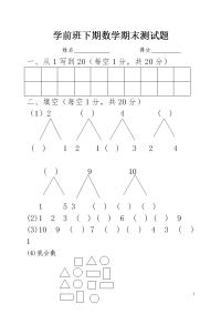 学前班下数学试题