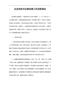 企业党组书记抓党建工作述职报告