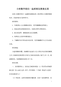 小班数学我们一起看朋友教案反思