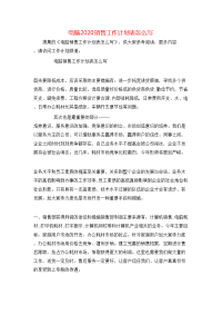 电脑2020销售工作计划表怎么写