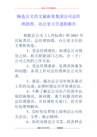 某集团公司总经理助理、办公室主任述职报告