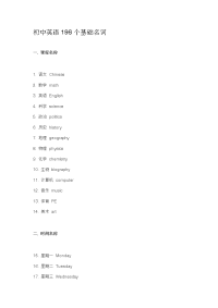 初中英语196个基础名词