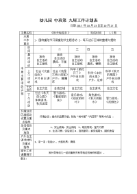 中班幼儿园第九周工作计划表.doc