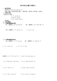 初中数学因式分解专项练习