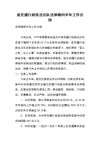 省交通行政执法总队法律顾问半年工作总结