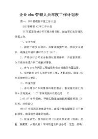 企业ehs管理人员年度工作计划表