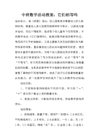 中班数学活动教案：它们相等吗