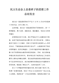 民主生活会上县委班子的思想工作总结发言