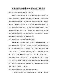 某县公共文化服务体系建设工作总结