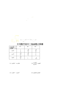 中考数学初中三角函数计算题