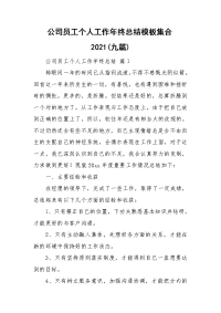 公司员工个人工作年终总结模板集合2021(九篇).doc