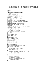 《高中语文必修1-5全部文言文字词整理》印