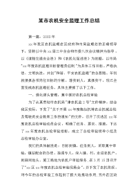 2019某市农机安全监理工作总结