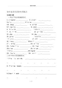 初中名词代词专项练习题.