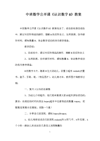 中班数学公开课《认识数字8》教案