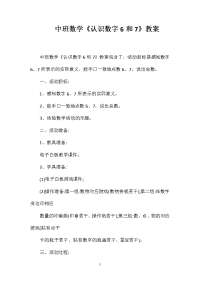 中班数学《认识数字6和7》教案