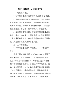 项目经理个人的述职报告