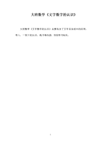 大班数学《文字数字的认识》
