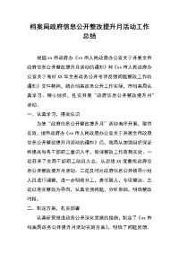 档案局政府信息公开整改提升月活动工作总结