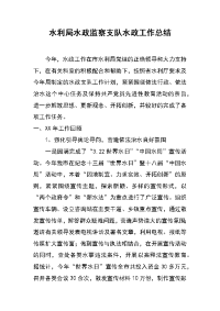 水利局水政监察支队水政工作总结