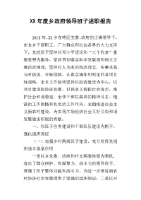 某年度乡政府领导班子述职报告