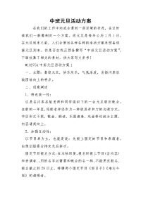 中班元旦活动方案