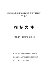 枣庄市山亭区南京东路污水管道工程施工