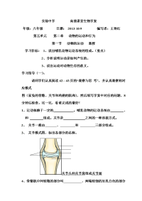 2013秋人教版八上第一节《动物的运动》word学案