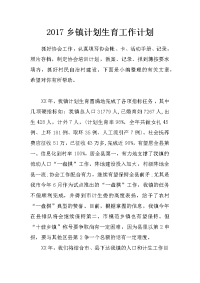 2017乡镇计划生育工作计划