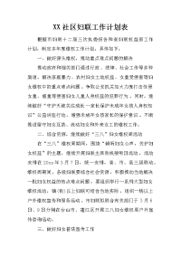 xx社区妇联工作计划表