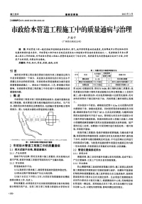 市政给水管道工程施工中的质量通病与治理