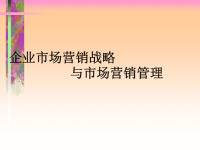 企业市场营销战略与市场营销管理