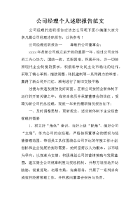 公司经理个人述职报告范文