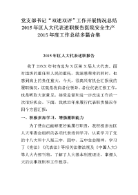 党支部书记“双述双评”工作开展情况总结2015年区人大代表述职报告医院安全生产2015年度工作总结多篇合集