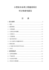 小型农田水利工程建设项目可行性研究报告