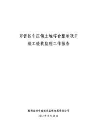 东营区牛庄镇土地综合整治项目竣工验收监理工作报告