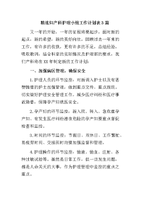 精选妇产科护理小组工作计划表3篇