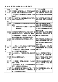 初中政治中考原理复习表精选