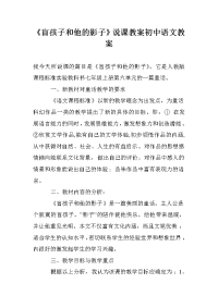 《盲孩子和他的影子》说课教案初中语文教案