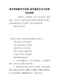 鼠年来啦新年手抄报_鼠年喜迎元旦手抄报内容资料
