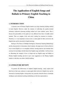 The Application of English Songs and Ballads to Primary English Teacing in China  英文歌曲歌谣在小学英语教学中的运用