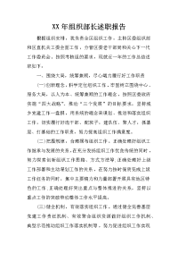 xx年组织部长述职报告