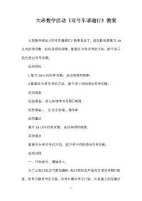 大班数学活动《双号车请通行》教案