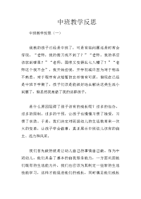 中班教学反思