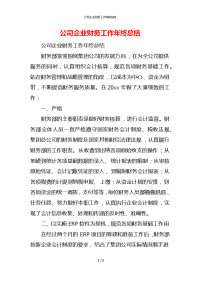 公司企业财务工作年终总结