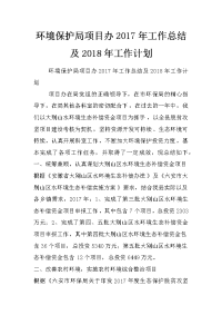 环境保护局项目办2017年工作总结及2018年工作计划_0