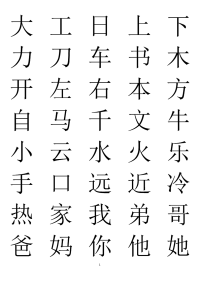 学前班识字表(儿童常见字)