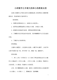 小班数学公开课大的和小的教案反思