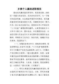 乡镇个人廉政的述职报告