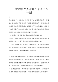 护理员个人计划”个人工作计划